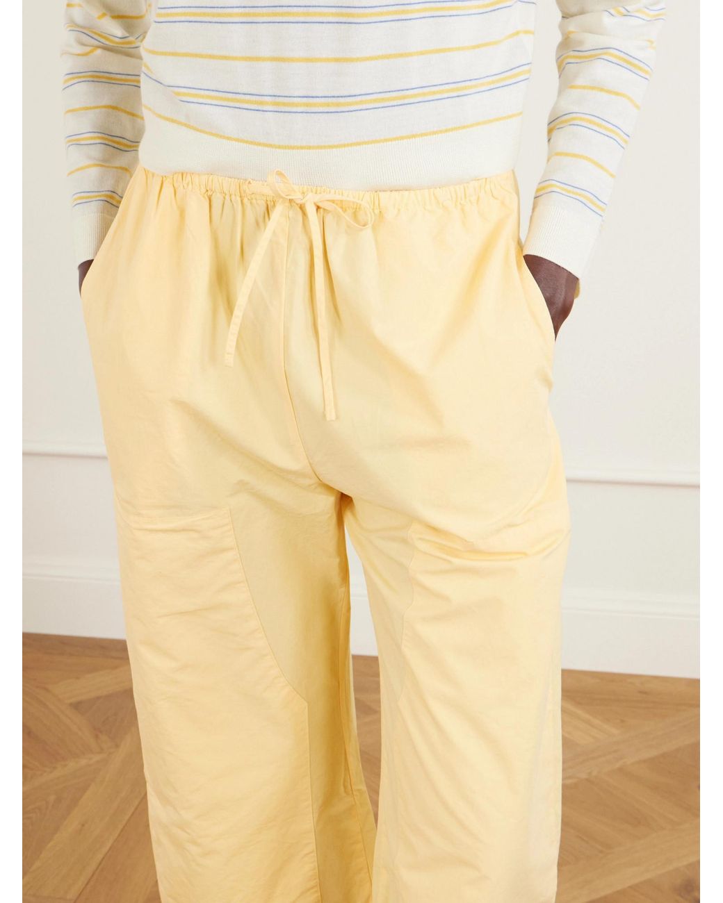 Leset Yellow Low-Rise Wide-Leg Pants