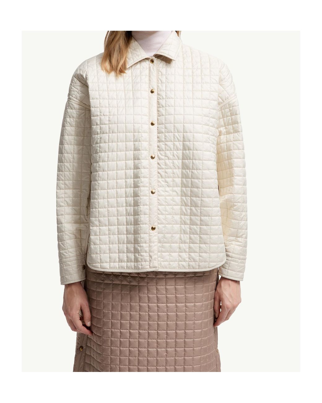 Moncler Natural Logo Patch Quilted Shirt Jacket