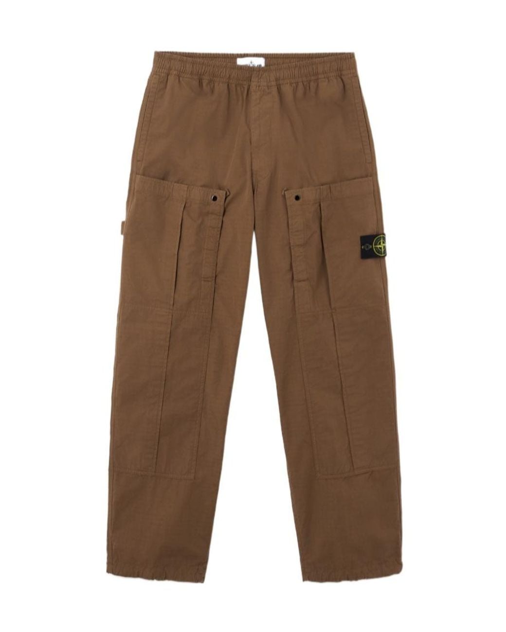 Stone Island Brown Compass-Badge Elasticated Waistband Trousers for men