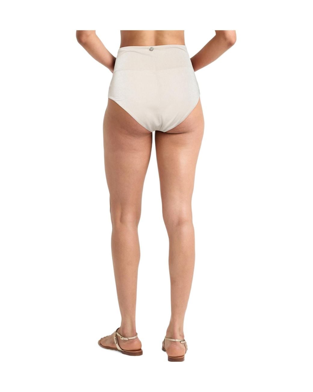 Max Mara Natural High-Waisted Metallic Swim Trunks