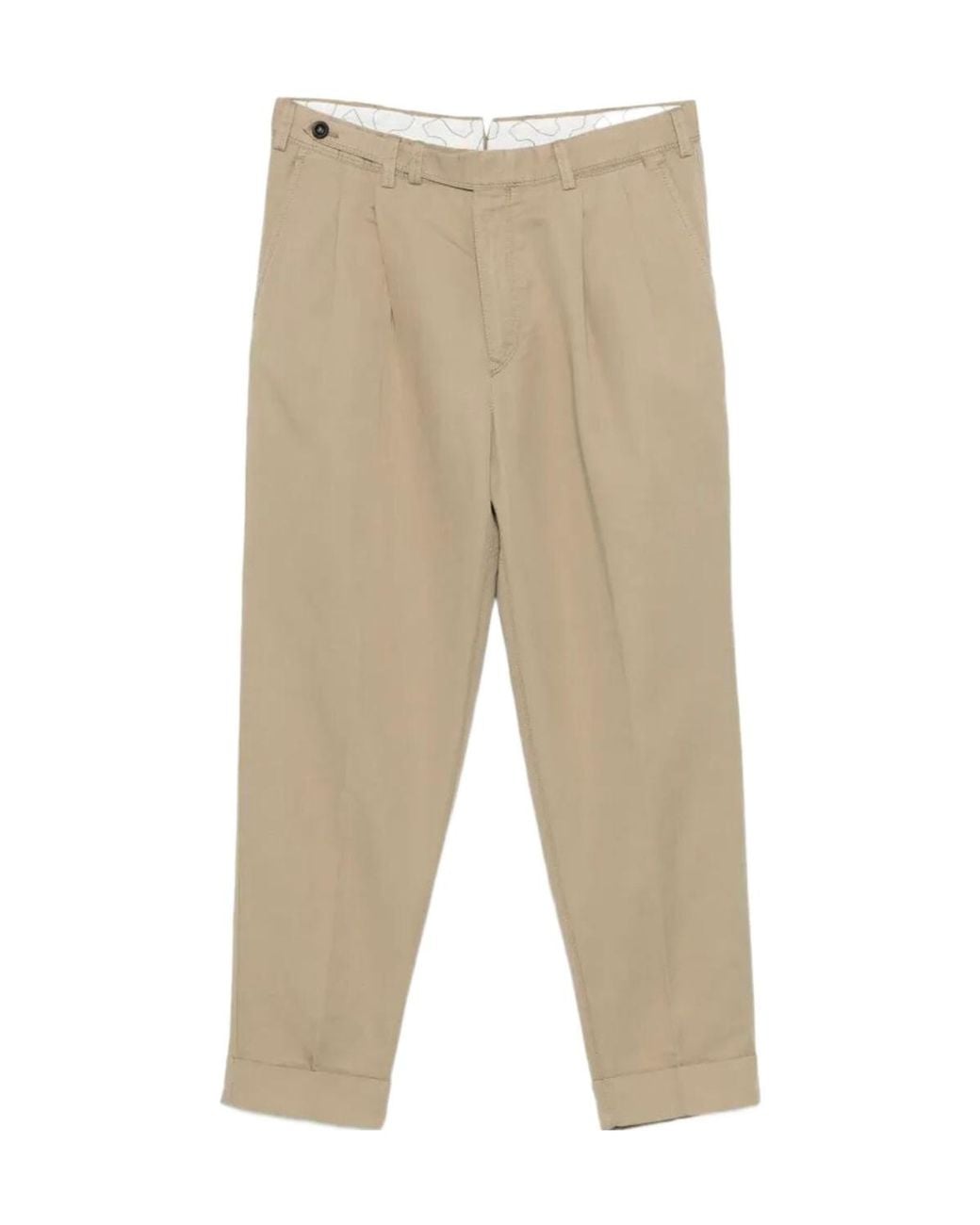 Pt Pantaloni Natural Pleated Cuffed Trousers for men