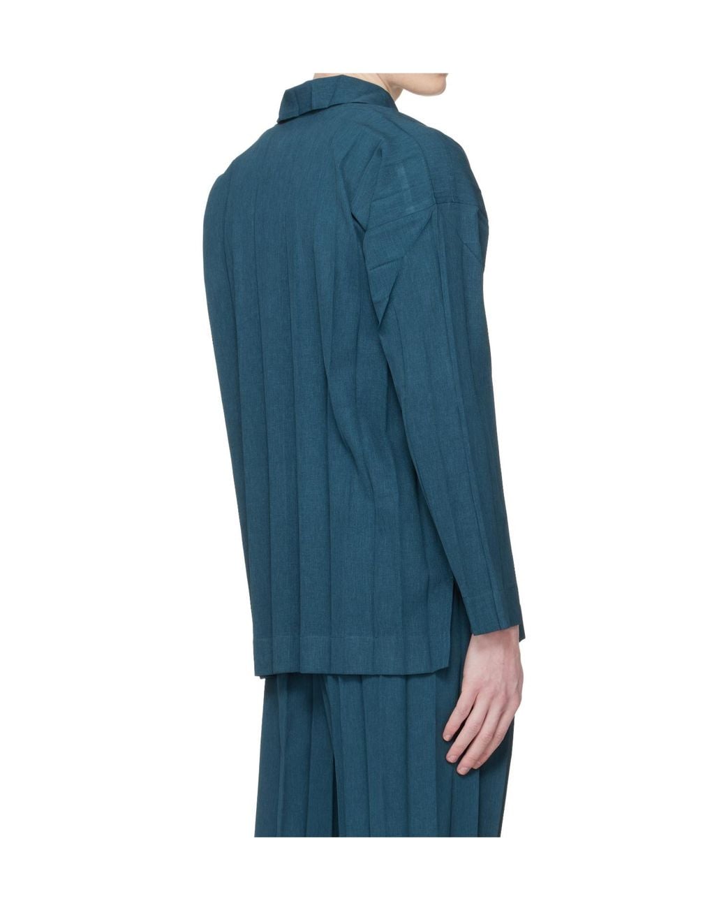 Homme Plissé Issey Miyake Blue Edge Ensemble Pleated Shirt for men