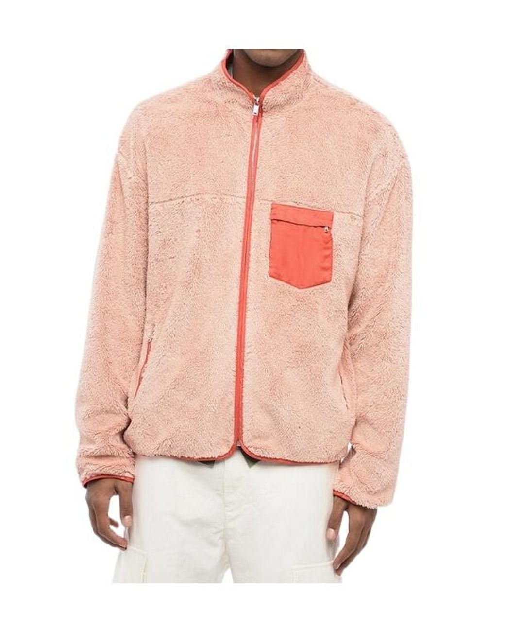 Jil Sander Pink Mock Neck Teddy Fleece Sweatshirt for men