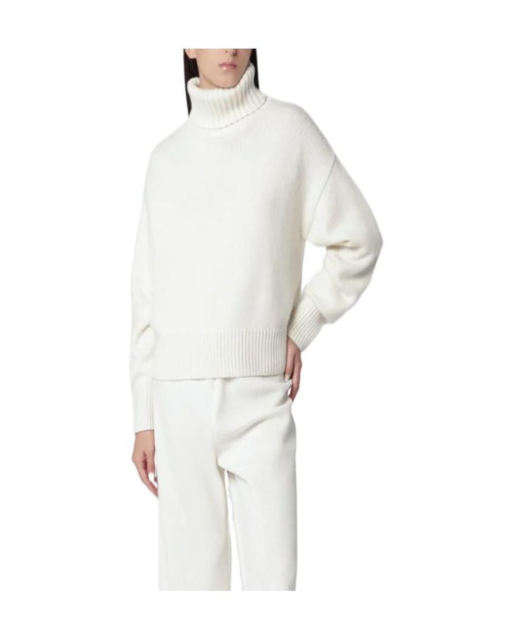 Extreme Cashmere White Long-Sleeved Cropped Sweater