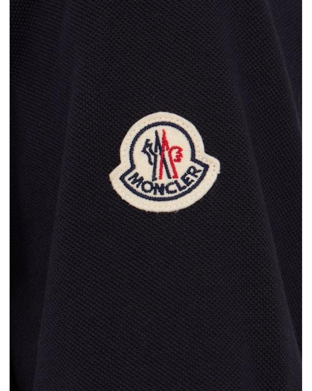 Moncler Blue Tricolor-Trimmed Cotton Polo Shirt for men
