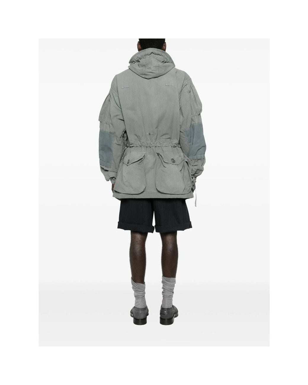 Maison Margiela Gray Striped Pocket Coat for men