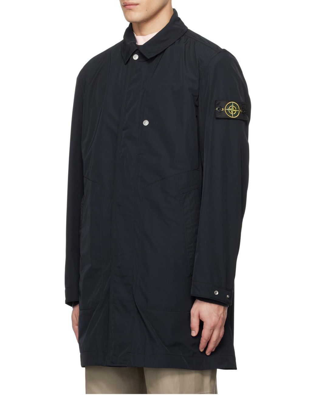 Stone Island Blue Compass-Badge Long-Sleeved Parka for men