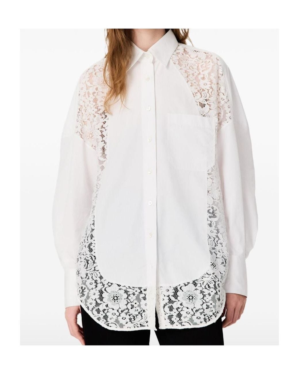 Stella McCartney White Lace-Panelled Cotton Shirt
