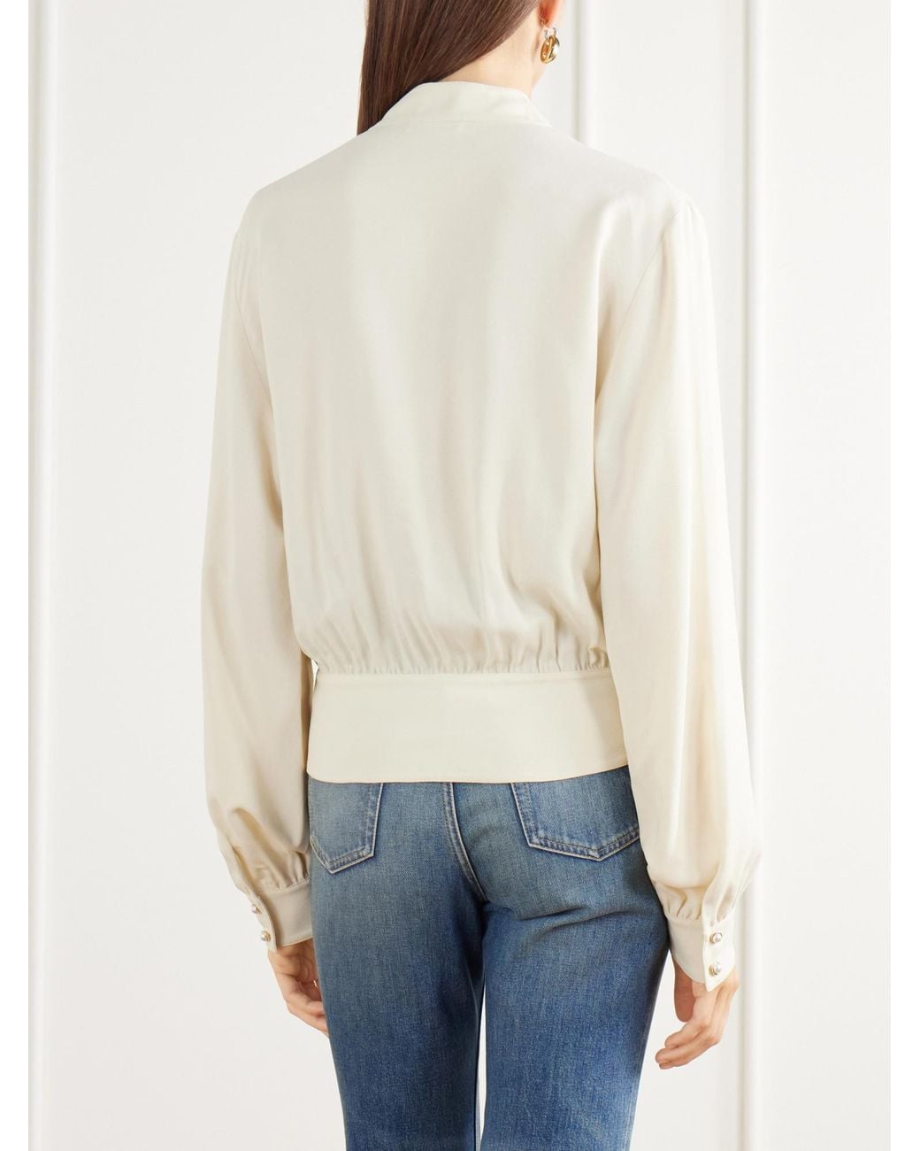 Rabanne White Crepe Blouse With Pearl Inspired Jewelery Buttons