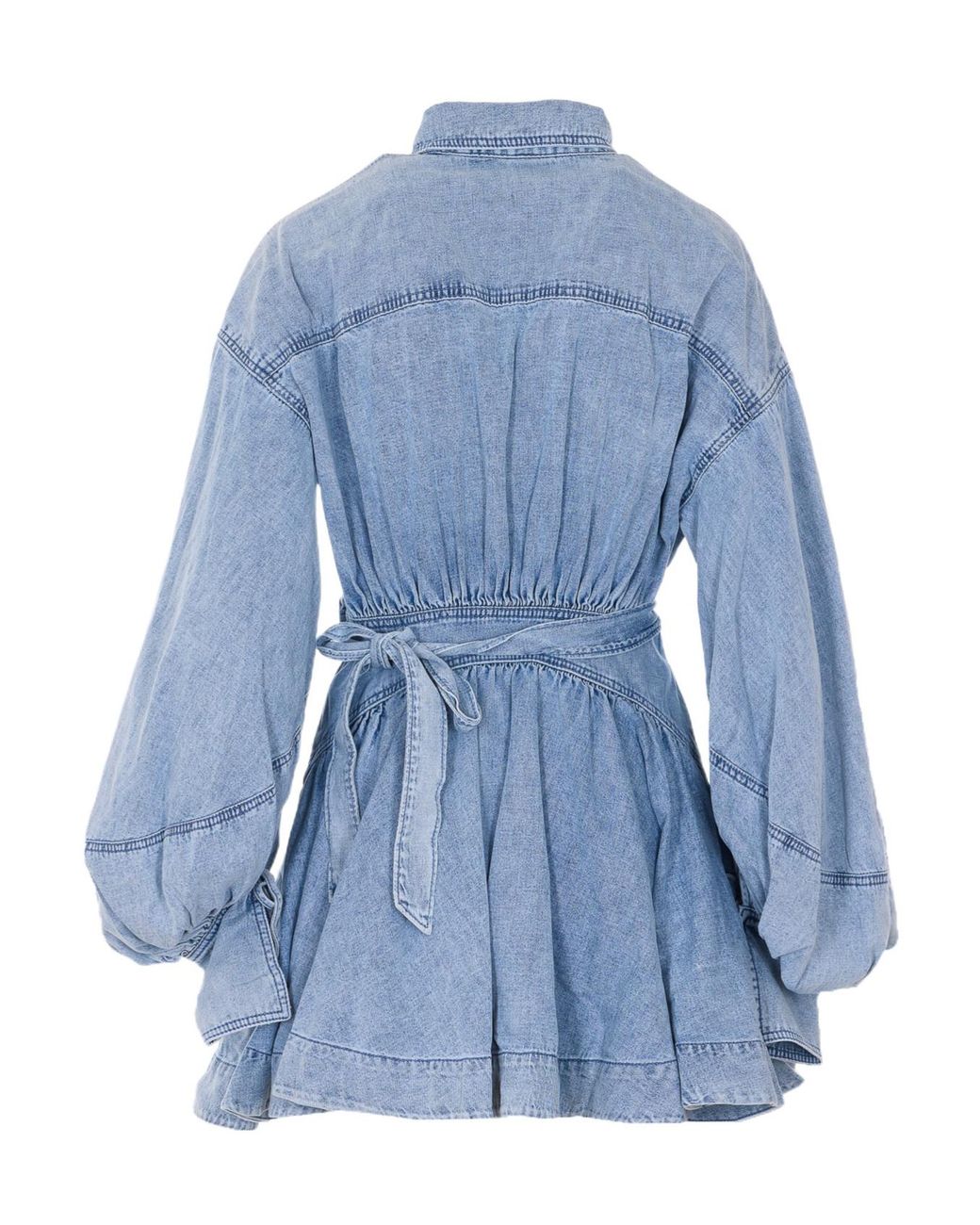 Zimmermann Blue Rebellion Denim Wrap Mini Dress