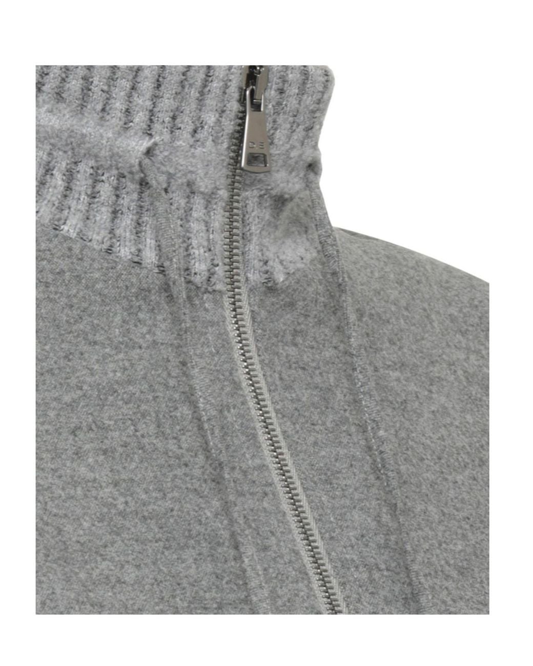 D.exterior Gray Ribbed-Collar Bomber Jacket