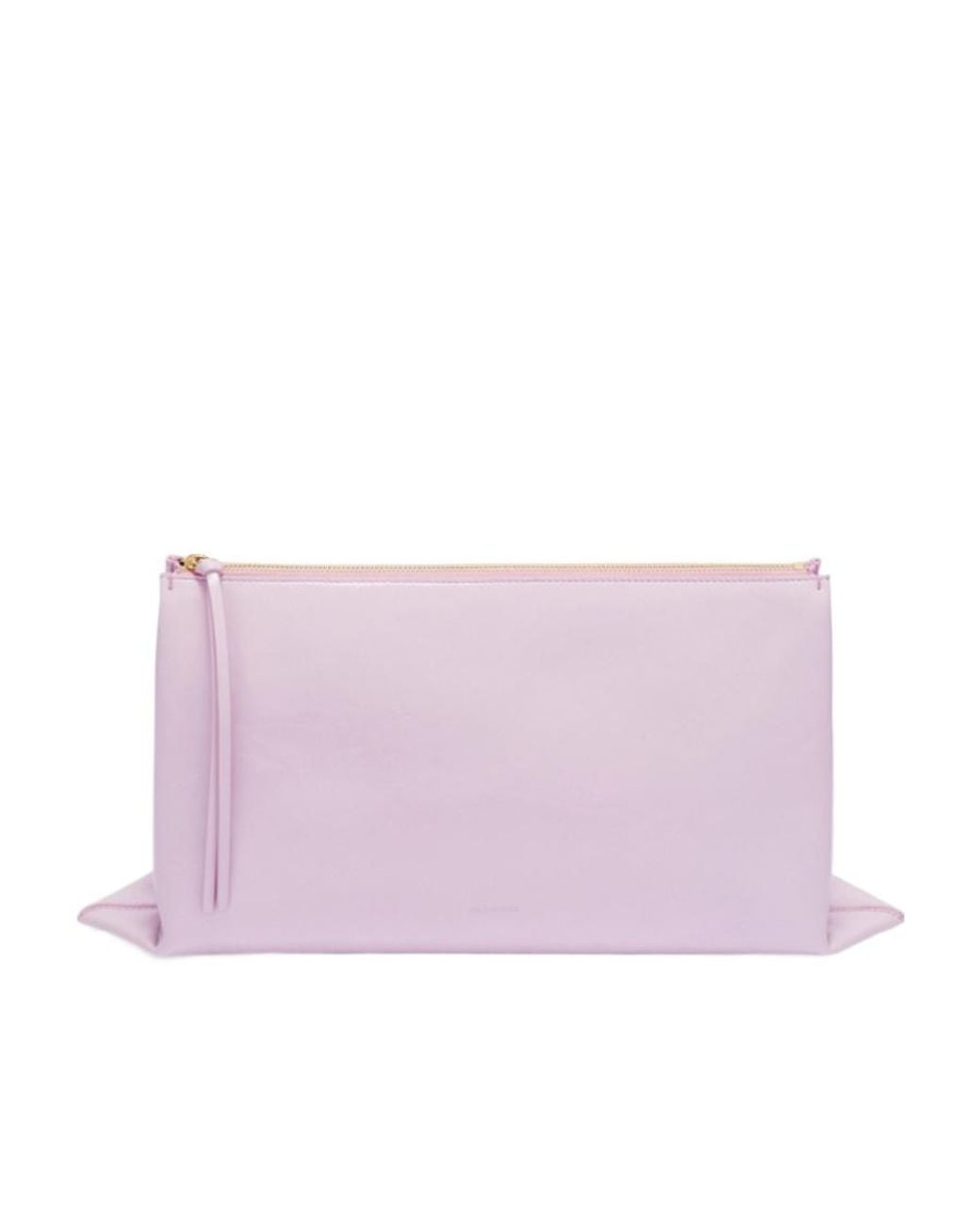 Jil Sander Purple Logo Embossed Zipped Clutch Bag