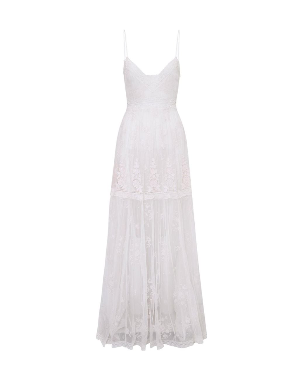 LoveShackFancy White Valmy Lace Maxi Dress