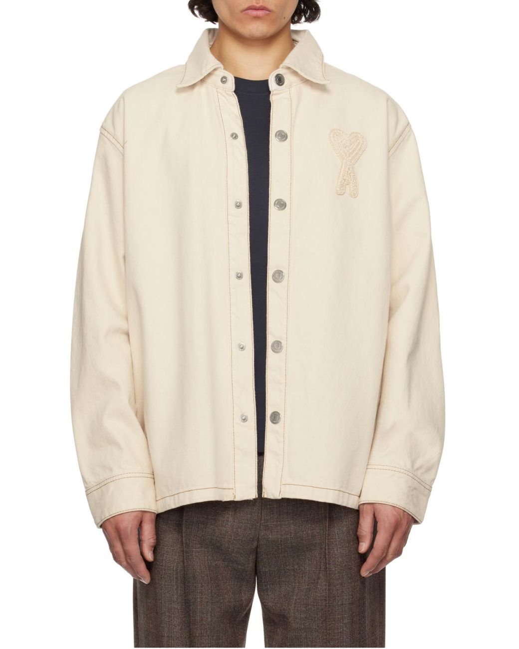 AMI Natural Lapel Long Sleeve Shirt for men