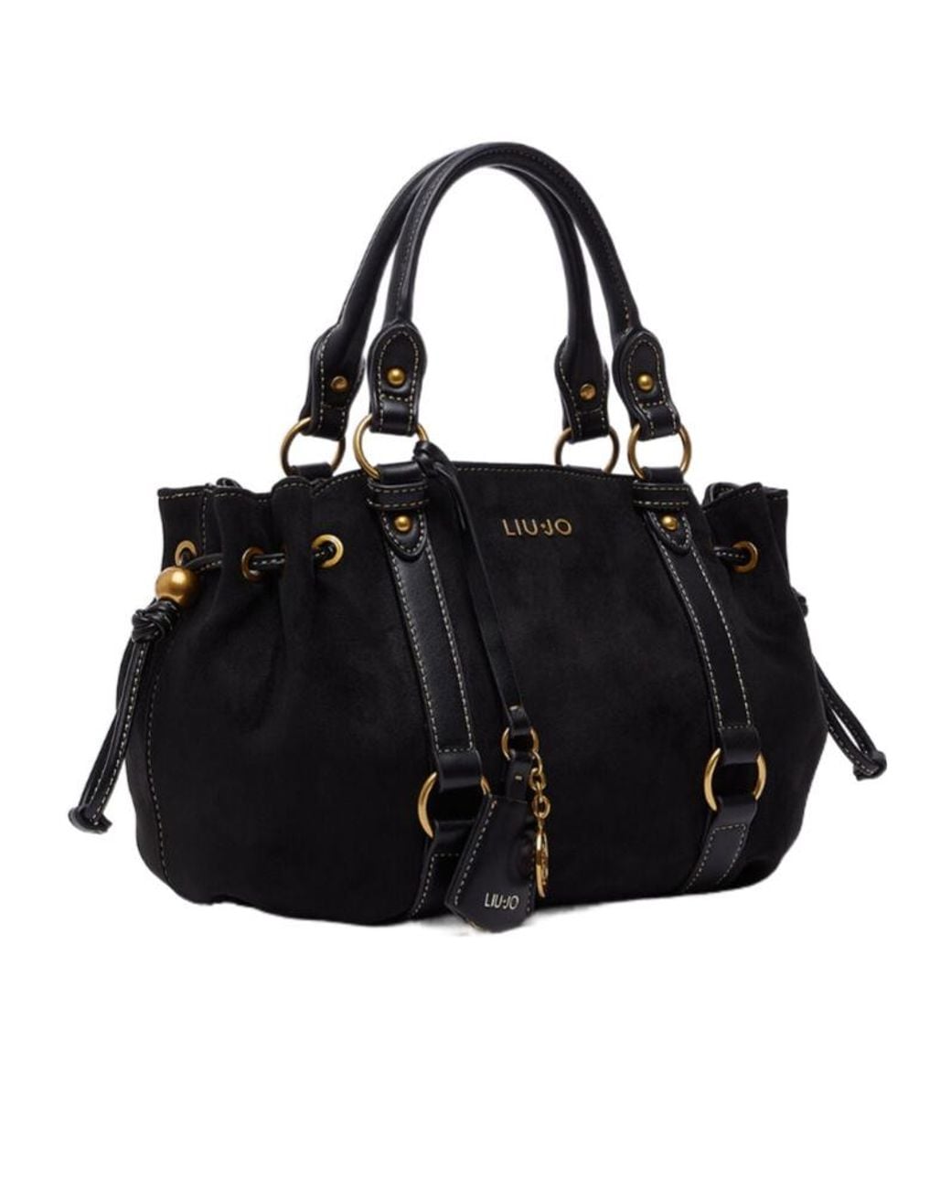 Liu Jo Black Drawstring Suede Tote Bag