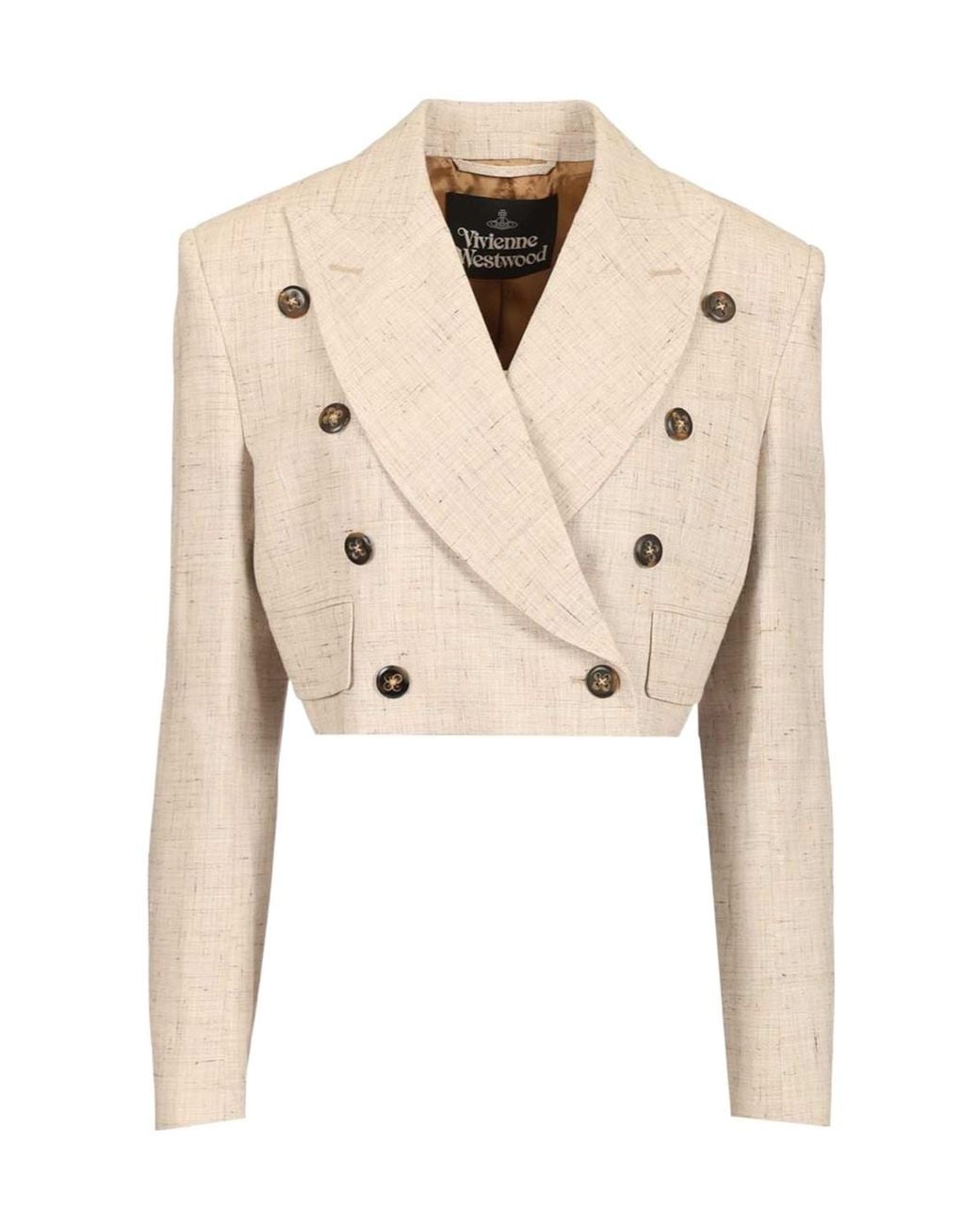 Vivienne Westwood Natural Double-Breasted Cropped Blazer