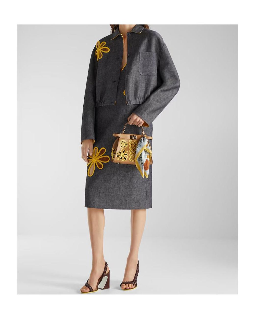 Fendi Blue V-Neck Denim Midi Dress