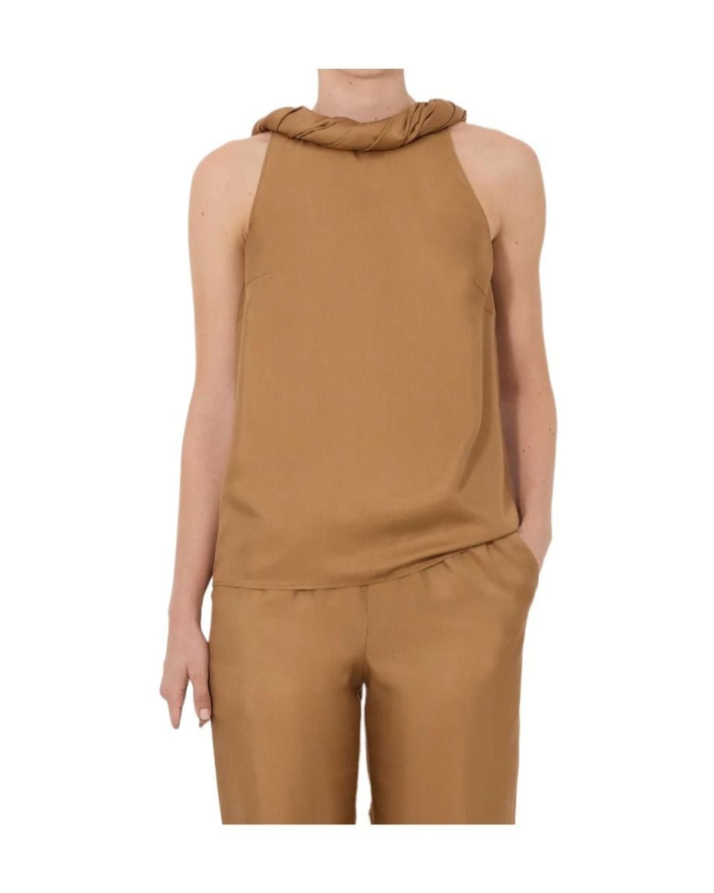 Loulou de Saison Natural Wilma Twisted Collar Top