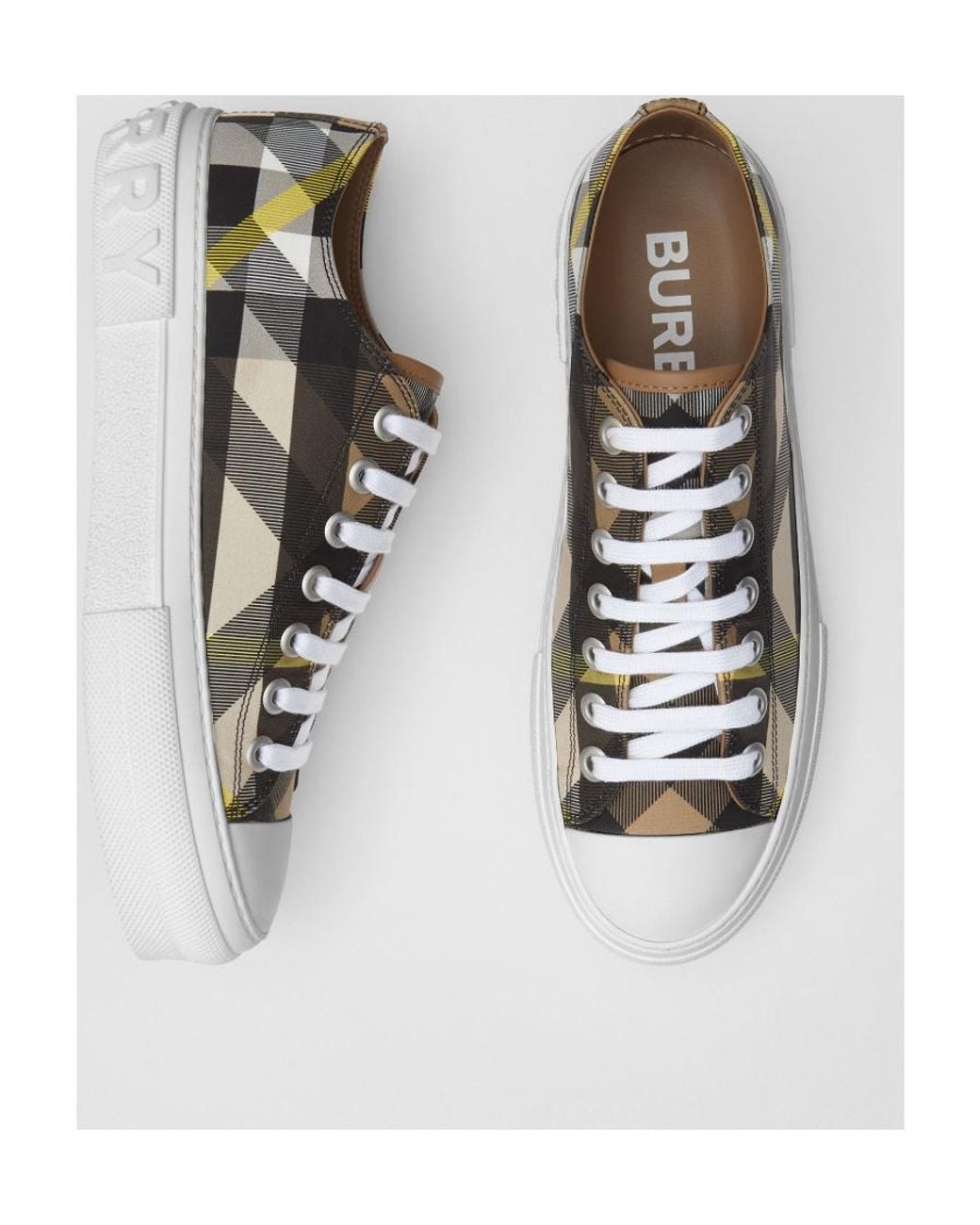 Burberry Multicolor Check-Printed Lace-Up Sneakers