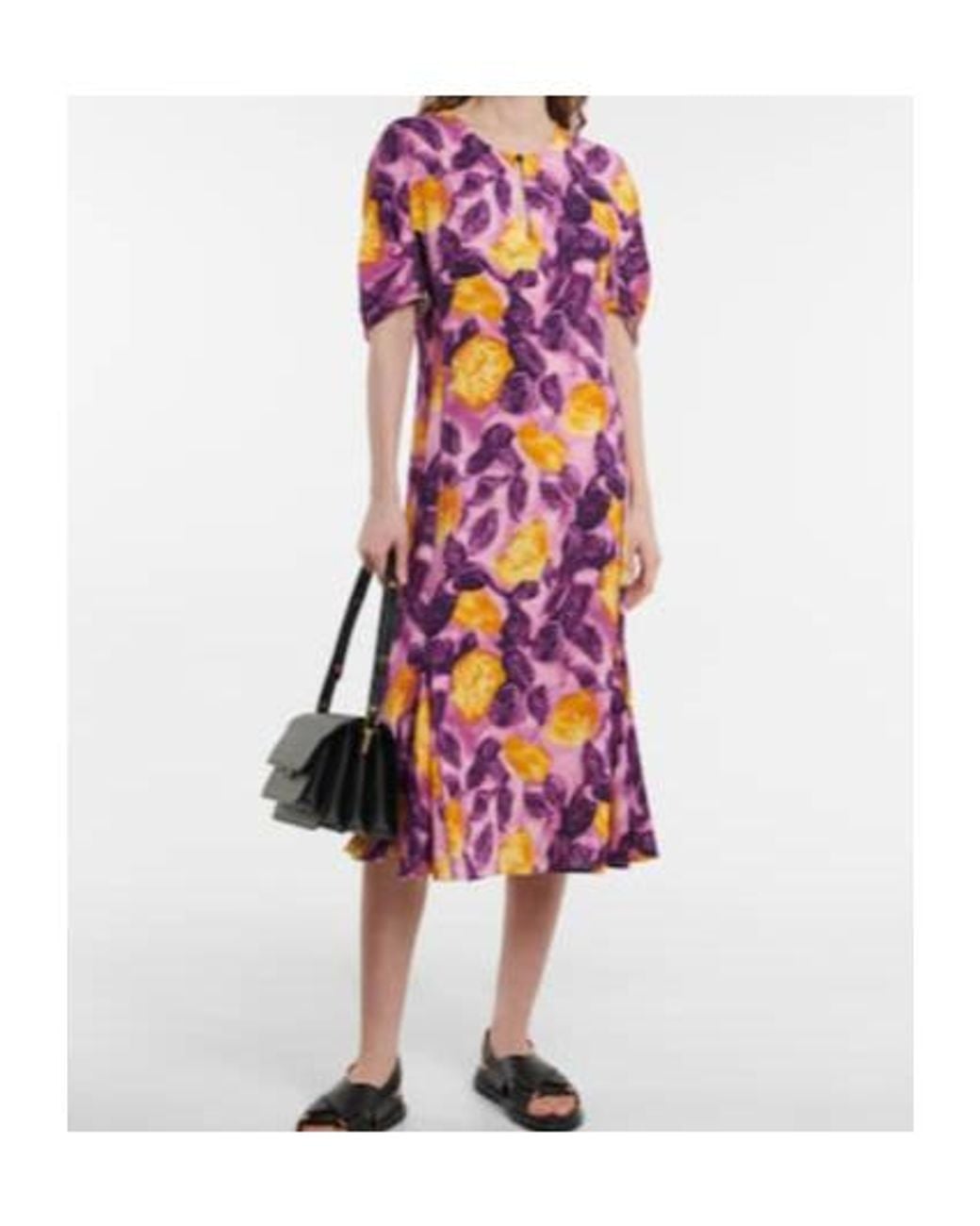 Marni Purple Floral Midi Dress