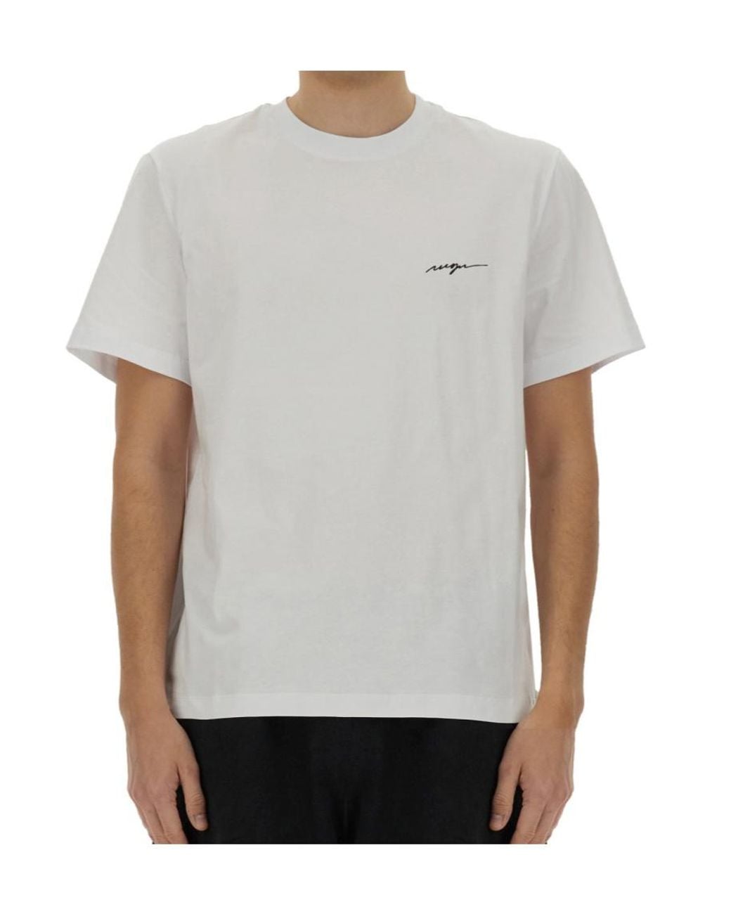 MSGM White Logo Embroidered Jersey T-Shirt for men
