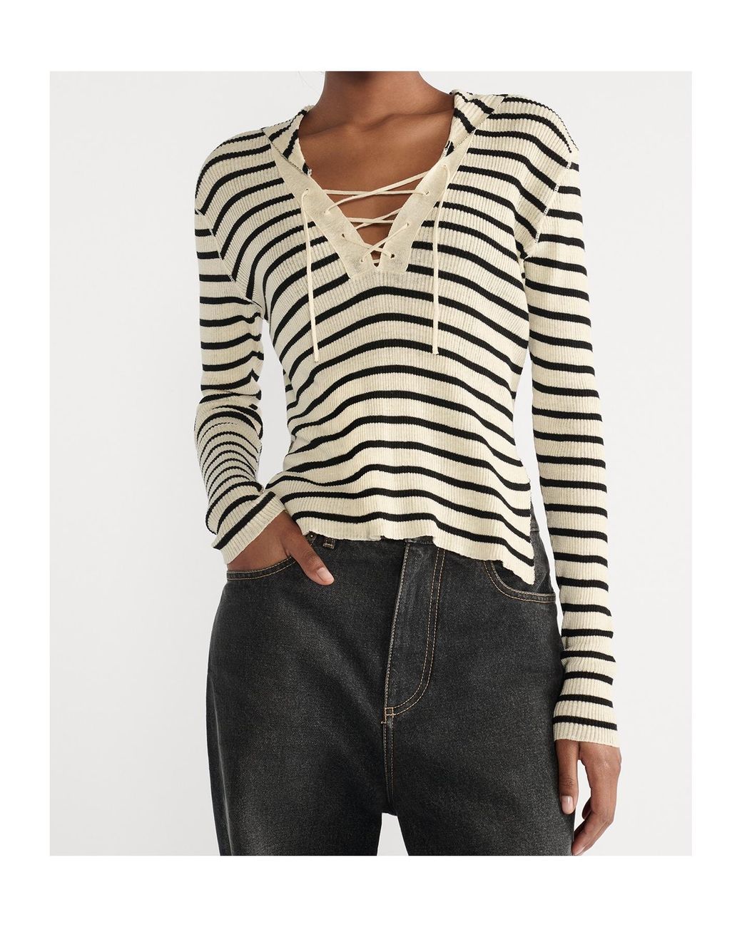 Dior Black Sweater With Laces On The Neckline