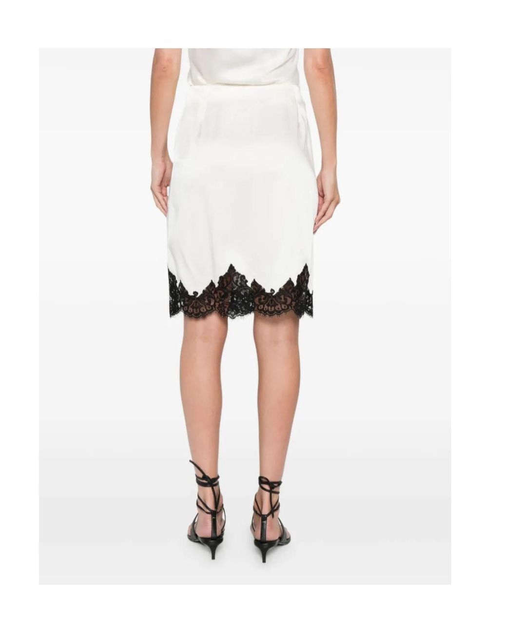 Stella McCartney Black Lace-Trim Satin Midi Skirt