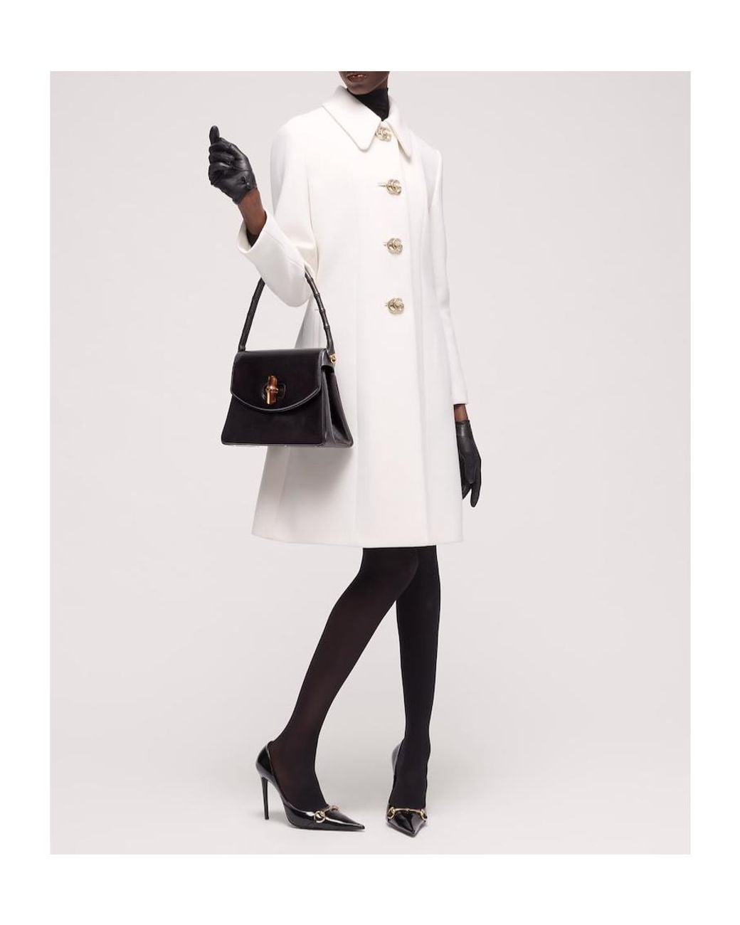 Gucci White Double G Button Coat