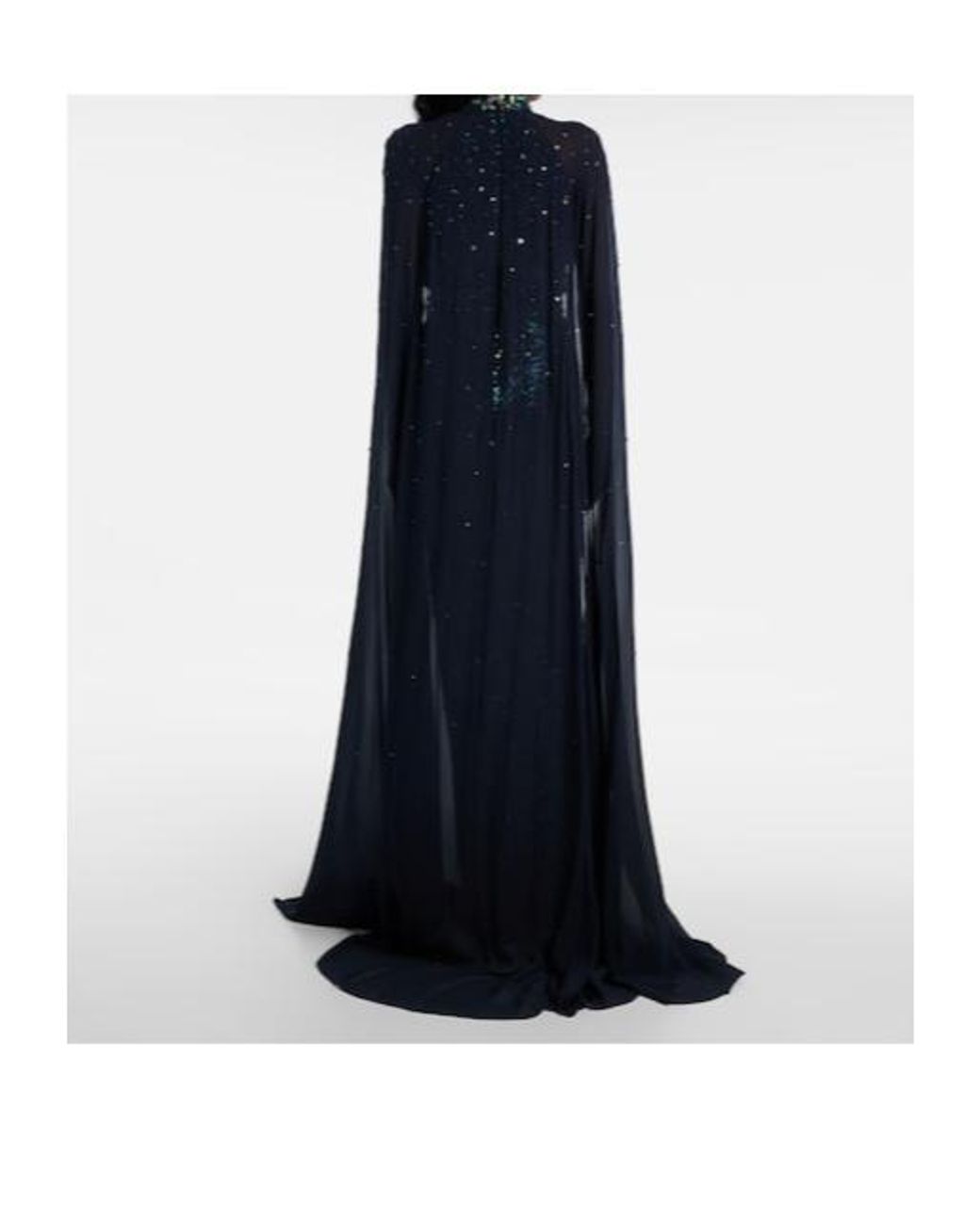 Jenny Packham Blue Thea Caped Sequined Gown