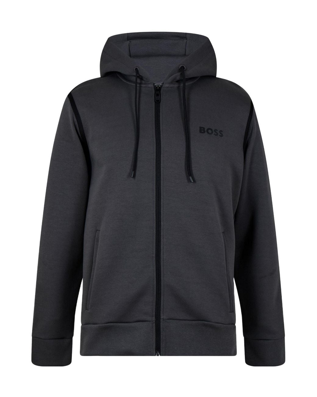 Boss Black Ogo Print Zip-Up Hooded Sweatshirt for men