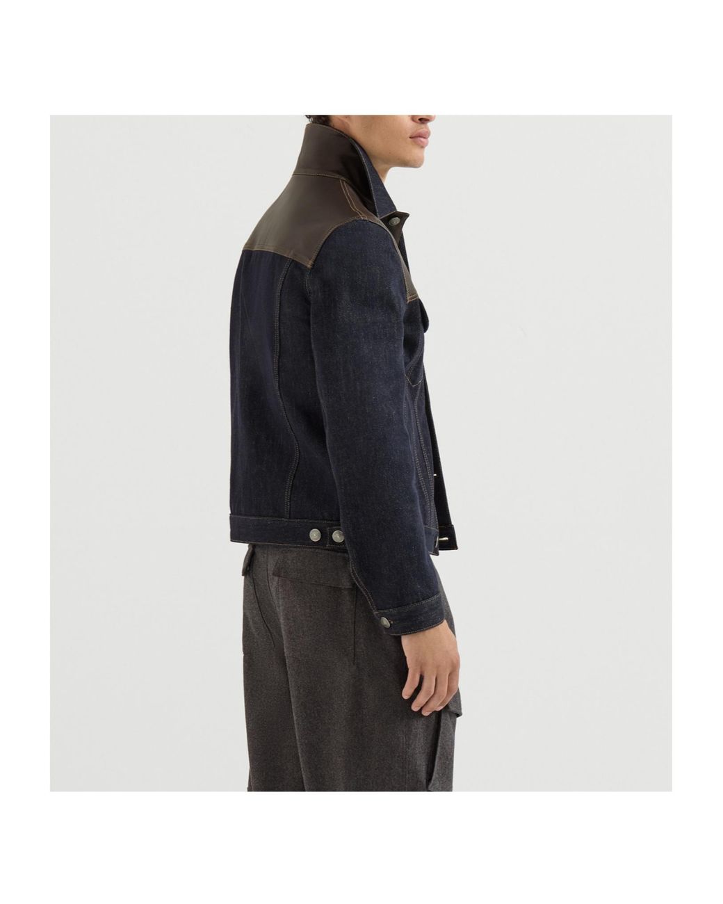 Brunello Cucinelli Blue Paneled No-Fade Denim Four-Pocket Jacket for men