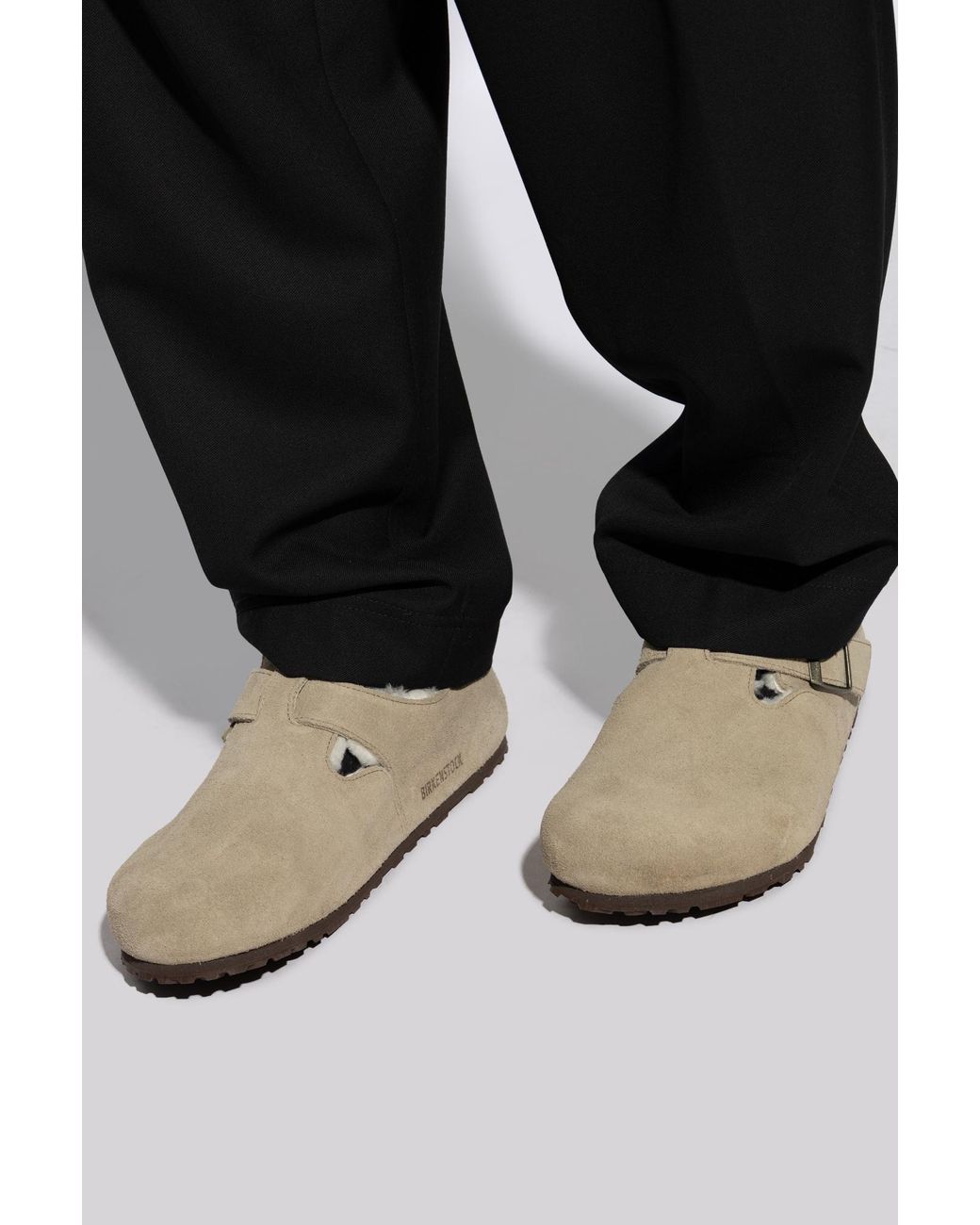Birkenstock Gray London Buckle-Fastening Shearling-Lined Loafers for men