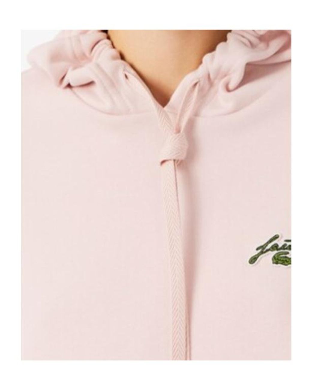 Lacoste Pink Badge Accent Fleece Hoodie