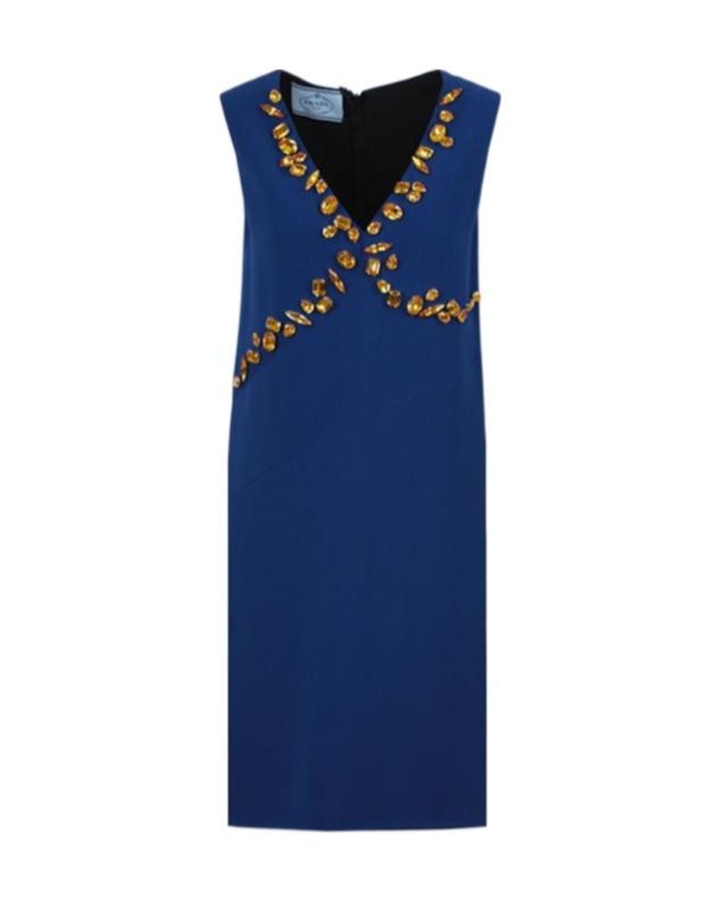 Prada Blue Crystal-Embellished V-Neck Dress