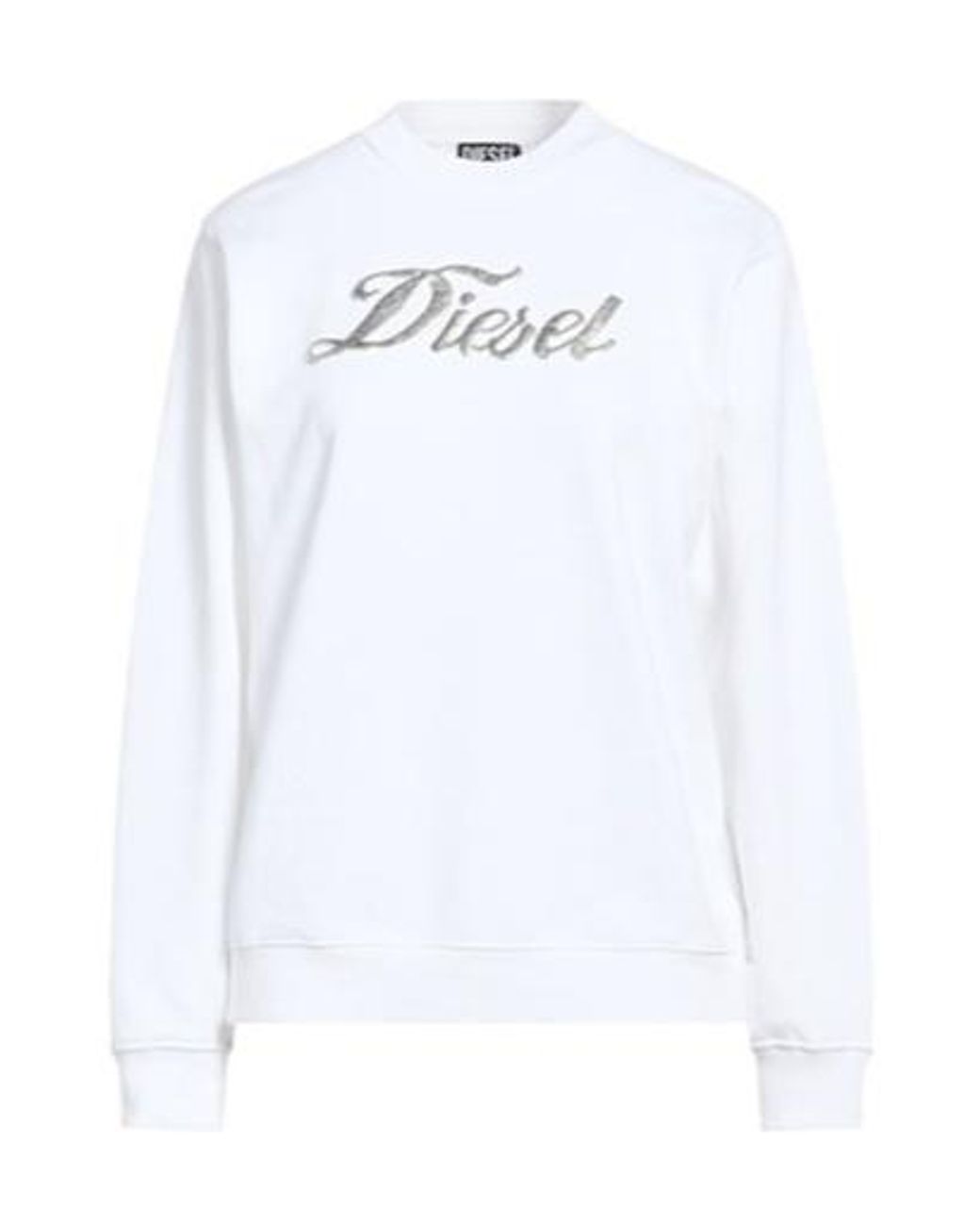 DIESEL White Solid-Color Printed Sweatshirt