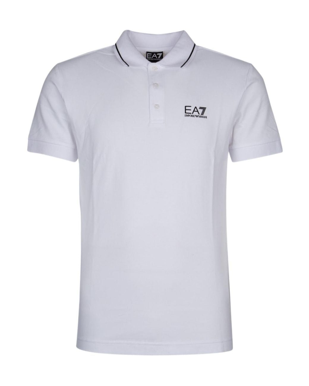 EA7 White Logo Printed Short-Sleeved Polo Shirt for men