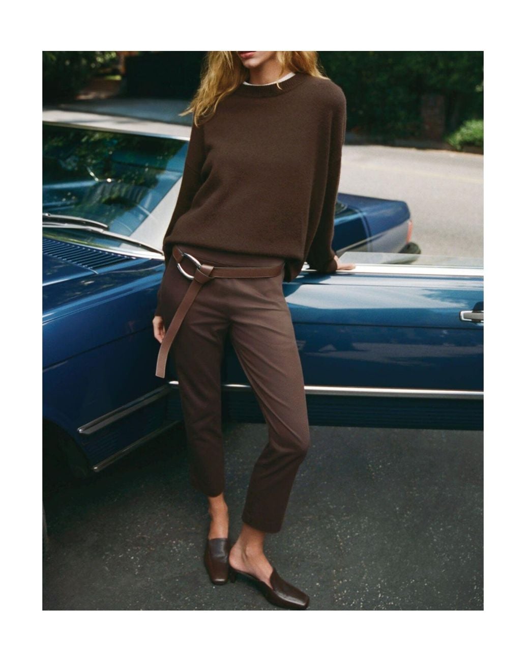 Staud Brown Loose-Fit Cashmere Crew-Neck Sweater