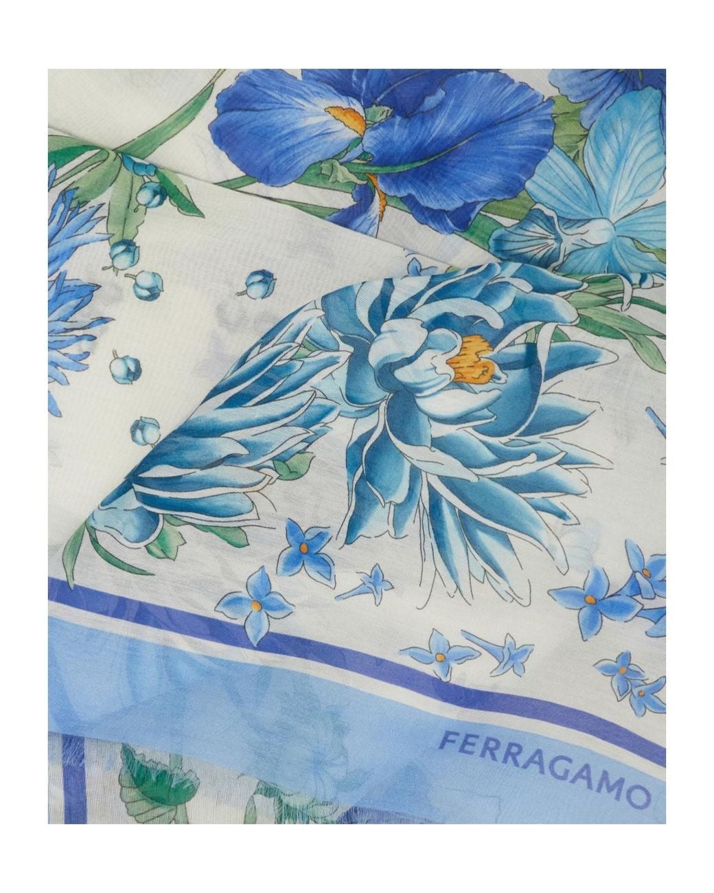Ferragamo Blue Ferragamo Spring Printed Scarf