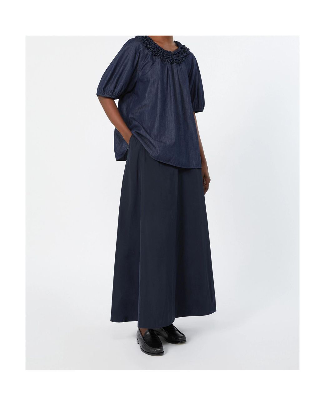 Max Mara Blue 'S Stmcatia Short-Sleeved Denim Blouse