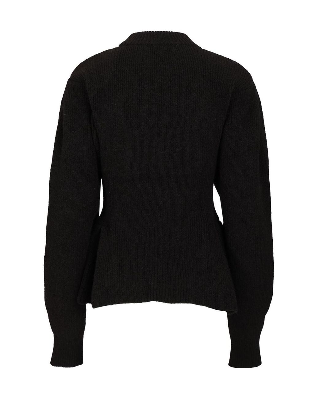 ROTATE BIRGER CHRISTENSEN Black Ruffle Peplum Knitted Sweater