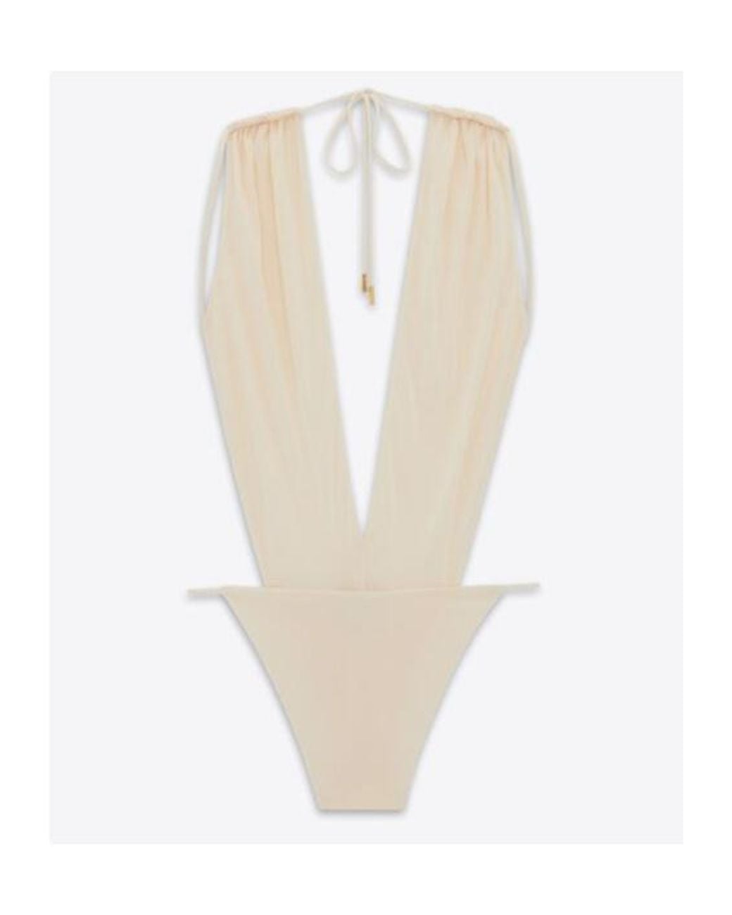 Saint Laurent White Backless V-Halter Bodysuit