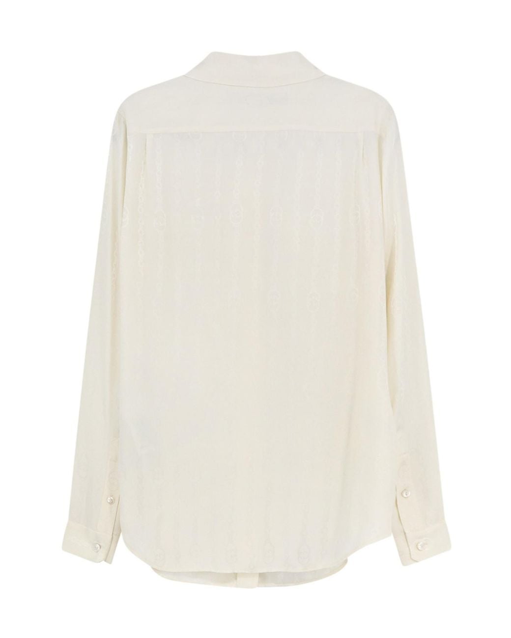 Gucci White Monogram Crepe Long-Sleeve Shirt