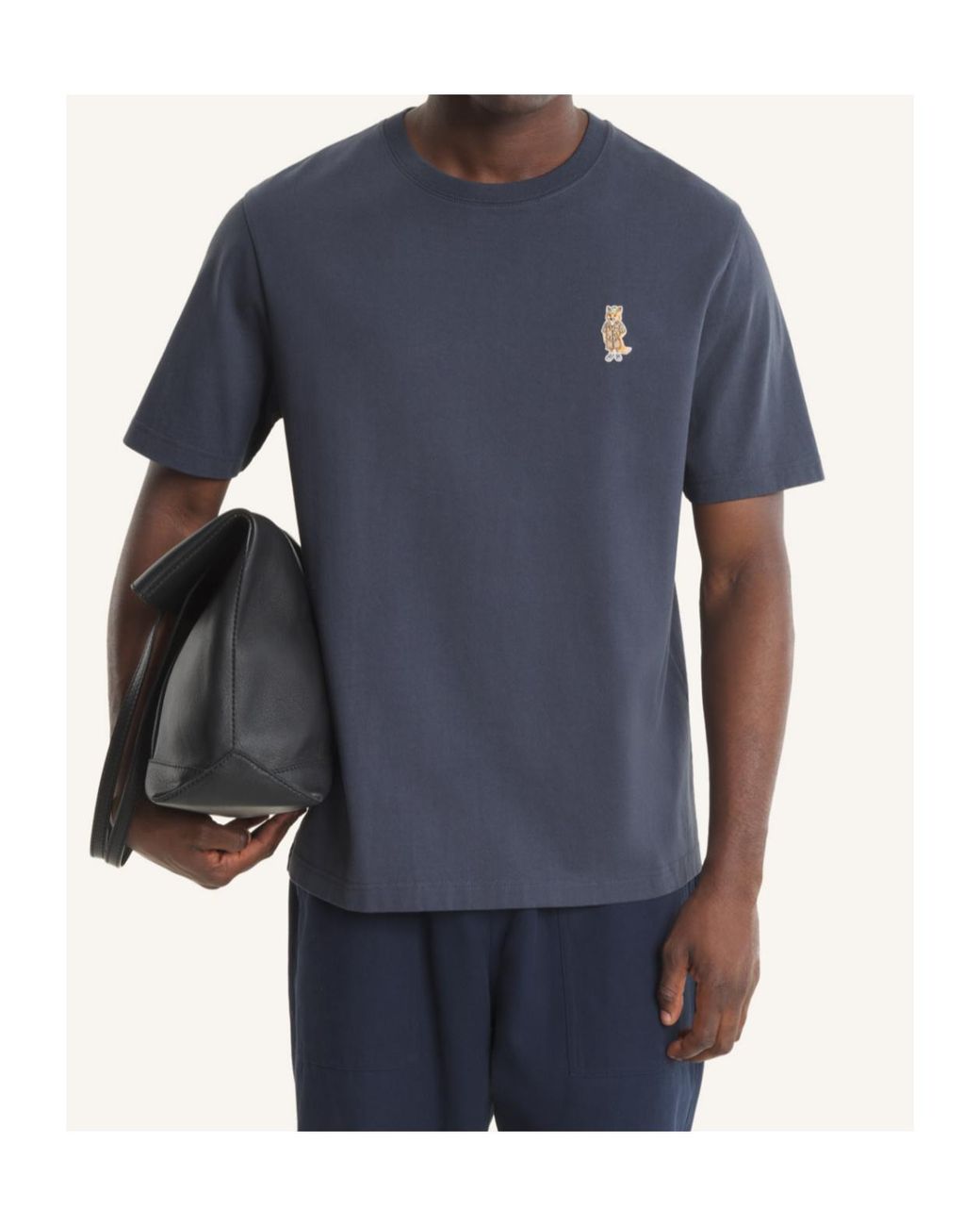Maison Kitsuné Blue Maison Kitsuné Dressed Fox Crewneck T-Shirt for men
