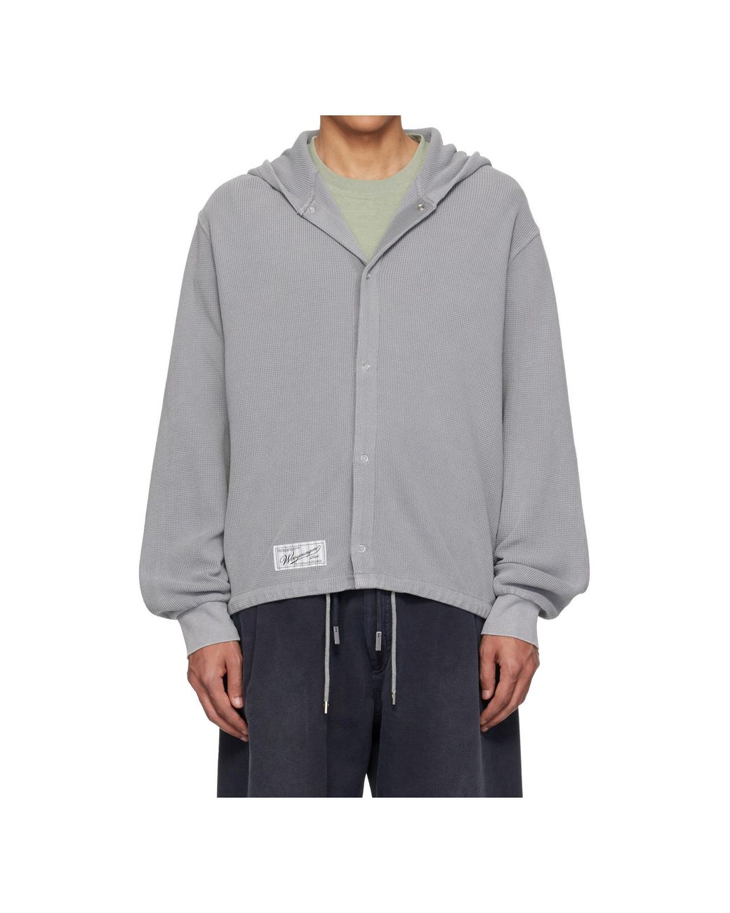 Wooyoungmi Gray Open Front Hooded Sweatshirt for men