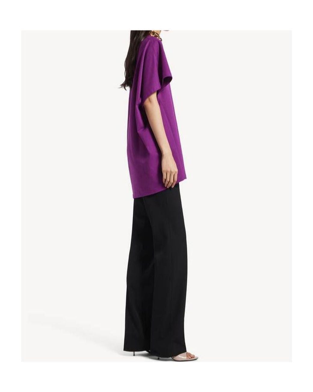 Balenciaga Purple Oversized Mock-Neck T-Shirt