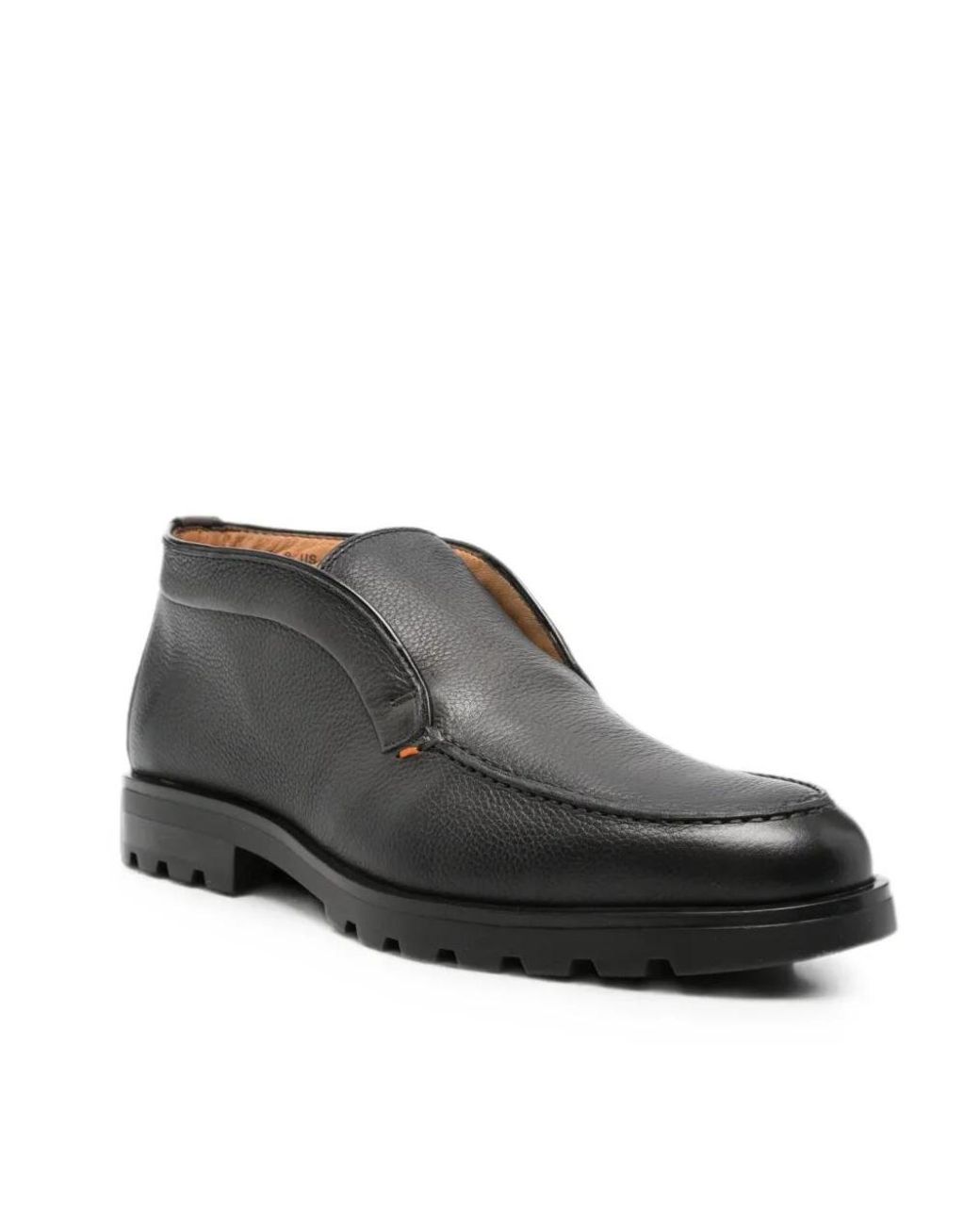 Santoni Black Round-Toe Leather Loafers for men