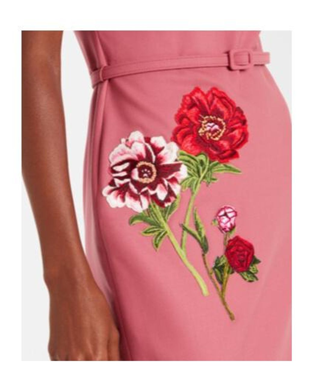Oscar de la Renta Pink Floral-Appliqué Maxi Dress
