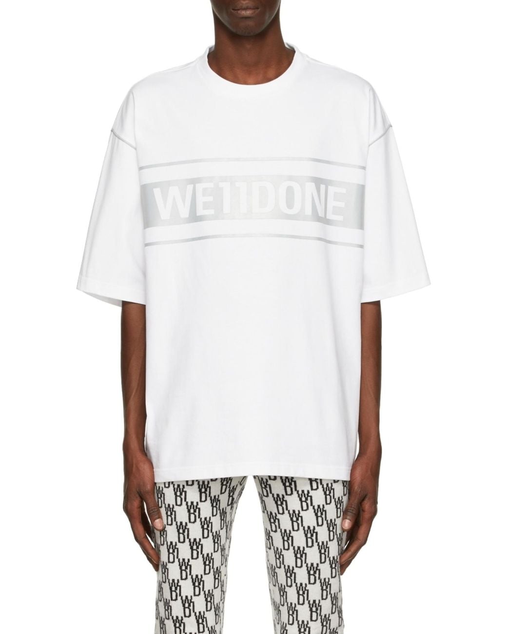 we11done White Logo Printed T-Shirt for men