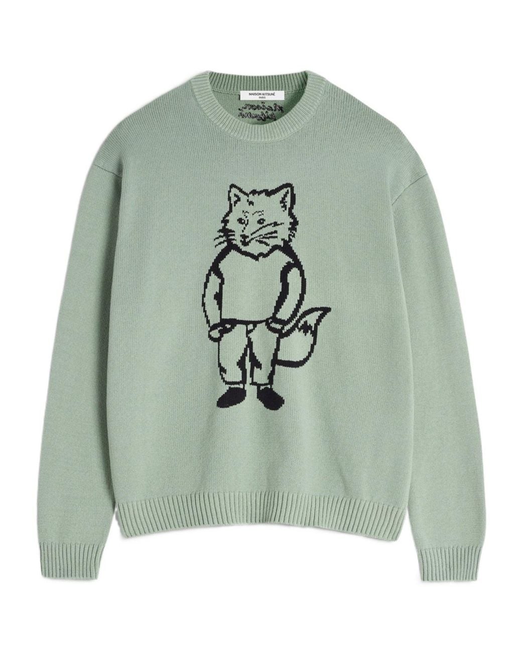 Maison Kitsuné Green Dressed Fox Intarsia Jumper for men
