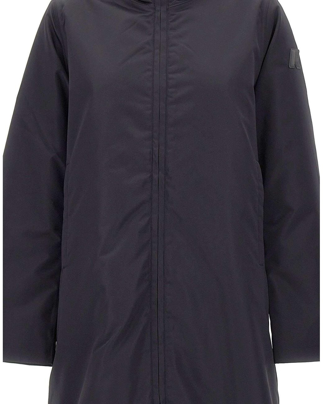 K-Way Blue Long Hooded Parka Coat